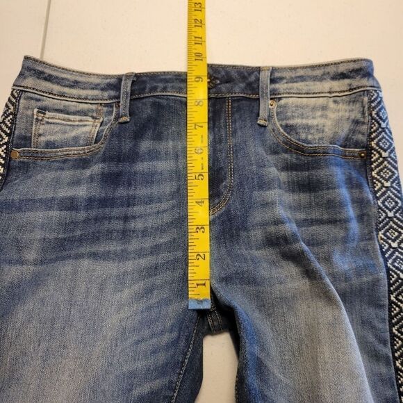 Driftwood Jackie High Rise Skinny Jeans with Embroidered Aztec Side Stripe sz 28 - Picture 9 of 13